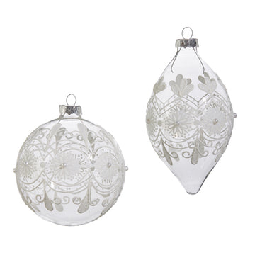 CLEAR FROSTED ORNAMENT SET
