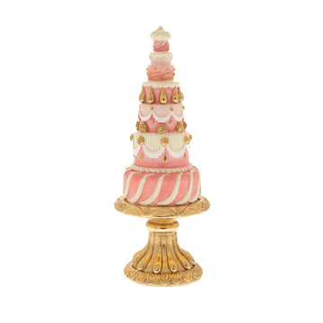 PINK AND GOLD DECORATIVE CAKE ON GOLD BASE