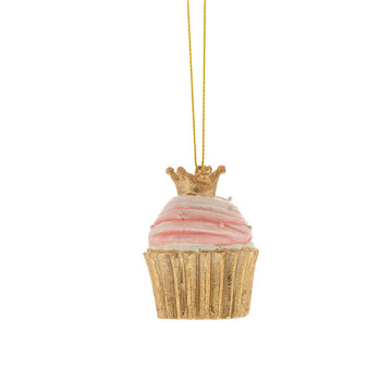 GOLD AND PINK CUPCAKE ORNAMENT