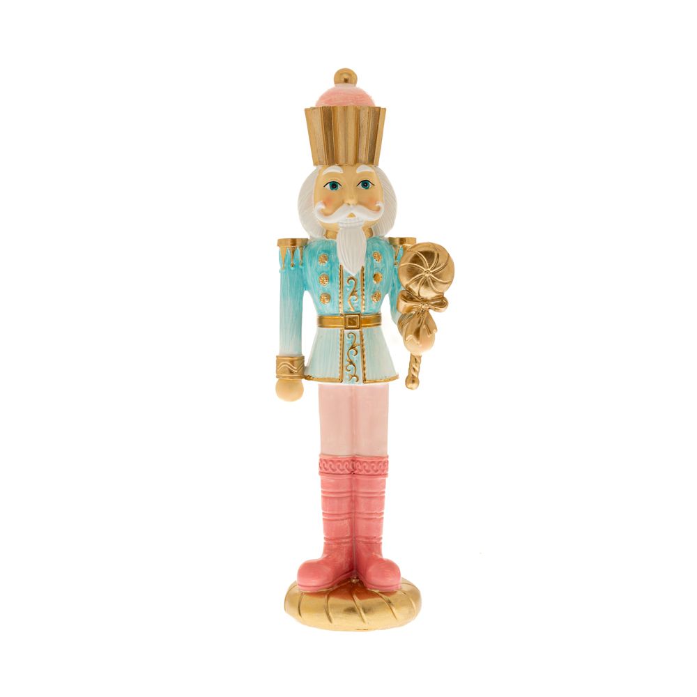 PINK AND GOLD NUTCRACKER WITH PEPPERMINT STAFF Purple Box Boutique