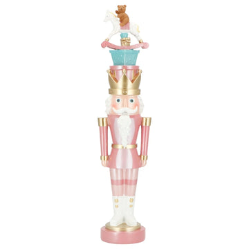 PINK NUTCRACKER WITH ROCKING HORSE ON HAT