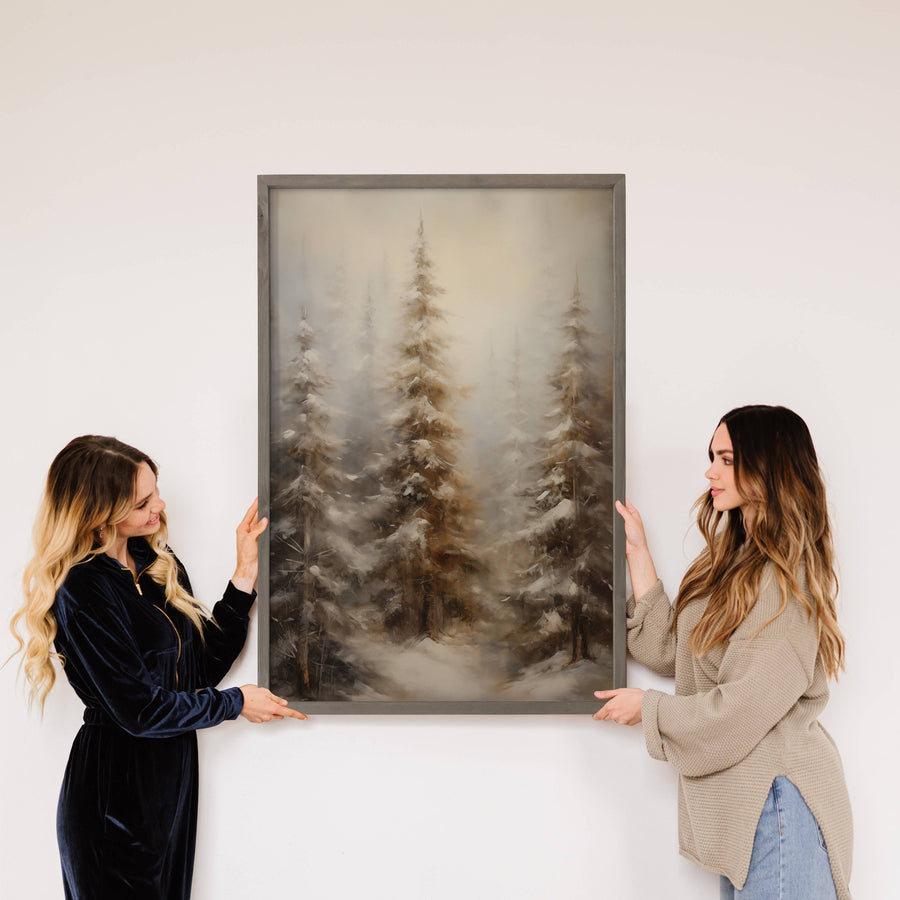 Tall Winter Pine Trees - Winter Canvas Art - Wood Framed Art