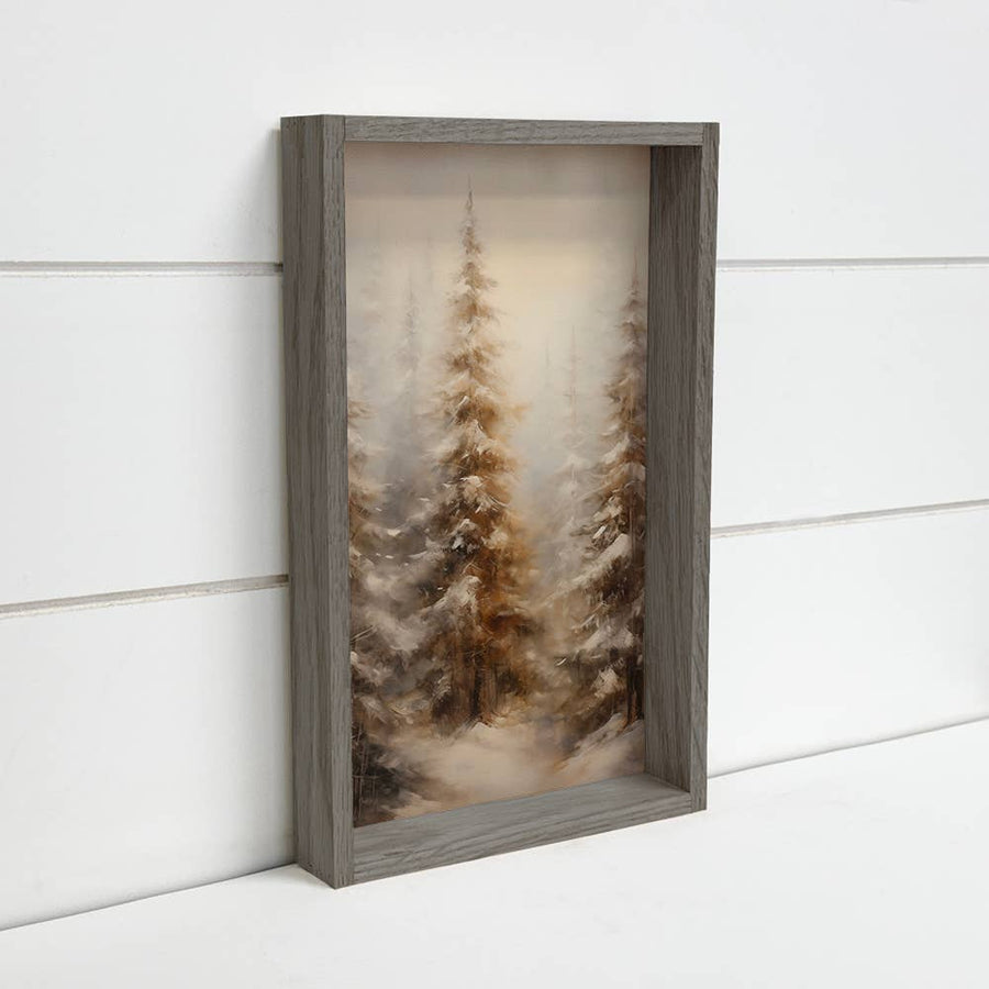 Tall Winter Pine Trees - Winter Canvas Art - Wood Framed Art