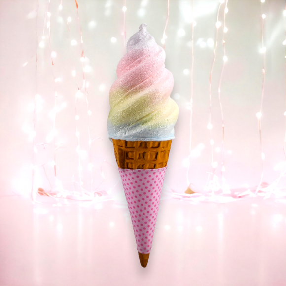 PINK SLEEVE RAINBOW SWIRL ICE CREAM CONE