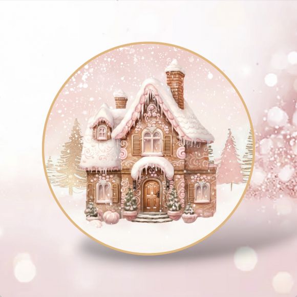 PINK GINGERBREAD HOUSE PLATE