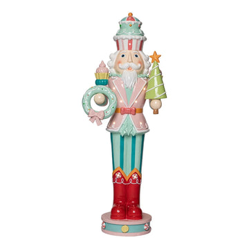 PASTEL NUTCRACKER WITH WREATH AND TREE