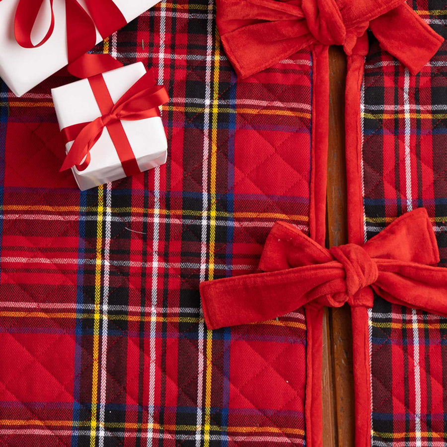 Red Plaid Quilted Tree Skirt