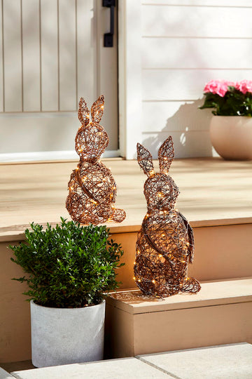 RATTAN LED BUNNY SITTERS