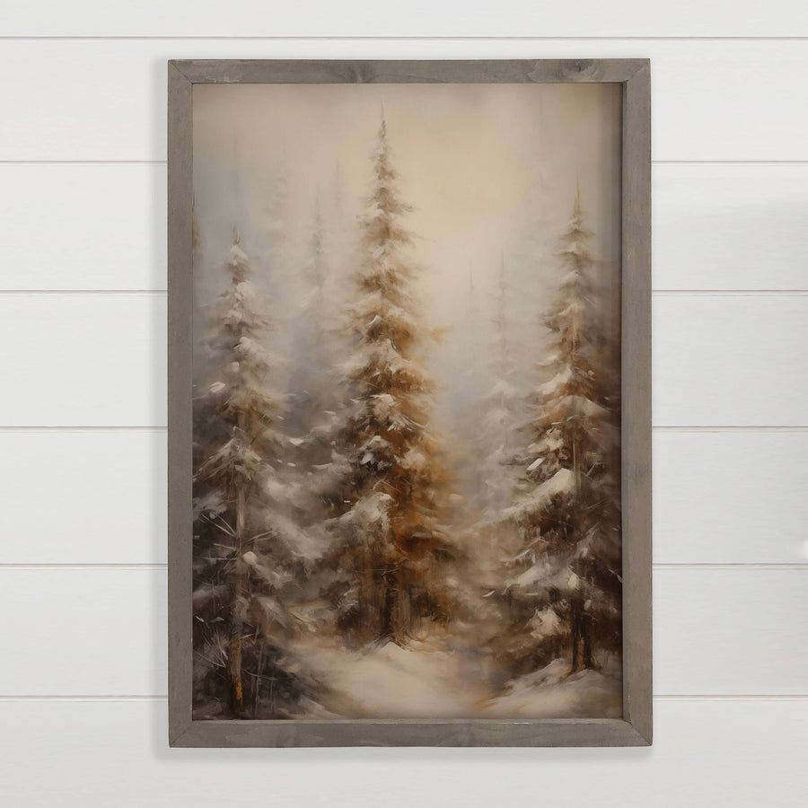 Tall Winter Pine Trees - Winter Canvas Art - Wood Framed Art