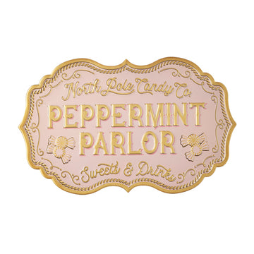 PINK PEPPERMINT PARLOR EMOBSSED METAL SIGN