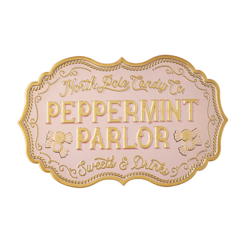 PINK PEPPERMINT PARLOR EMOBSSED METAL SIGN