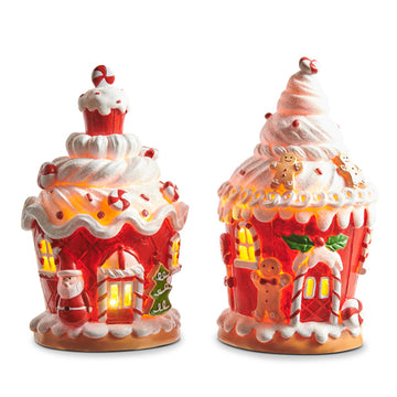 LIGHTED GINGERBREAD CUPCAKE HOUSES