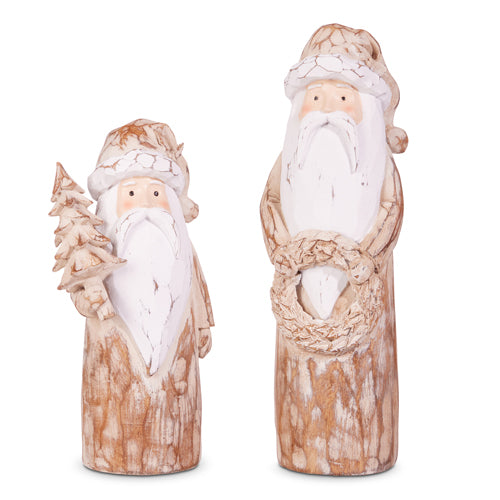 NATURAL DISTRESSED CARVED SANTAS