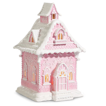 PINK LIGHTED GINGERBREAD HOUSE
