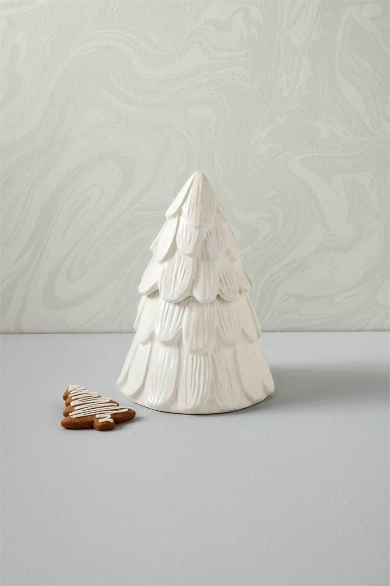 WHITE CHRISTMAS TREE COOKIE JAR