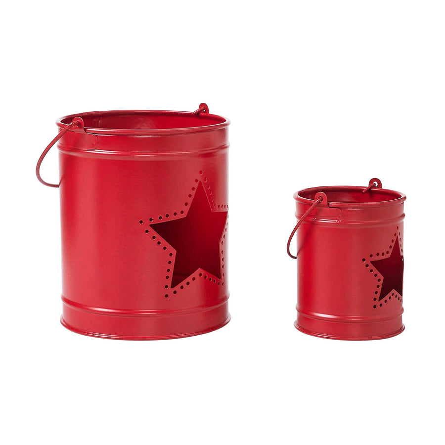 PATRIOTIC STAR BARN RED METAL CANDLE HOLDER