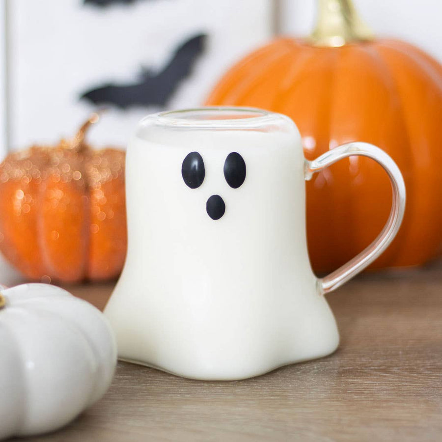 GHOST SHAPED GLASS HALLOWEEN MUG