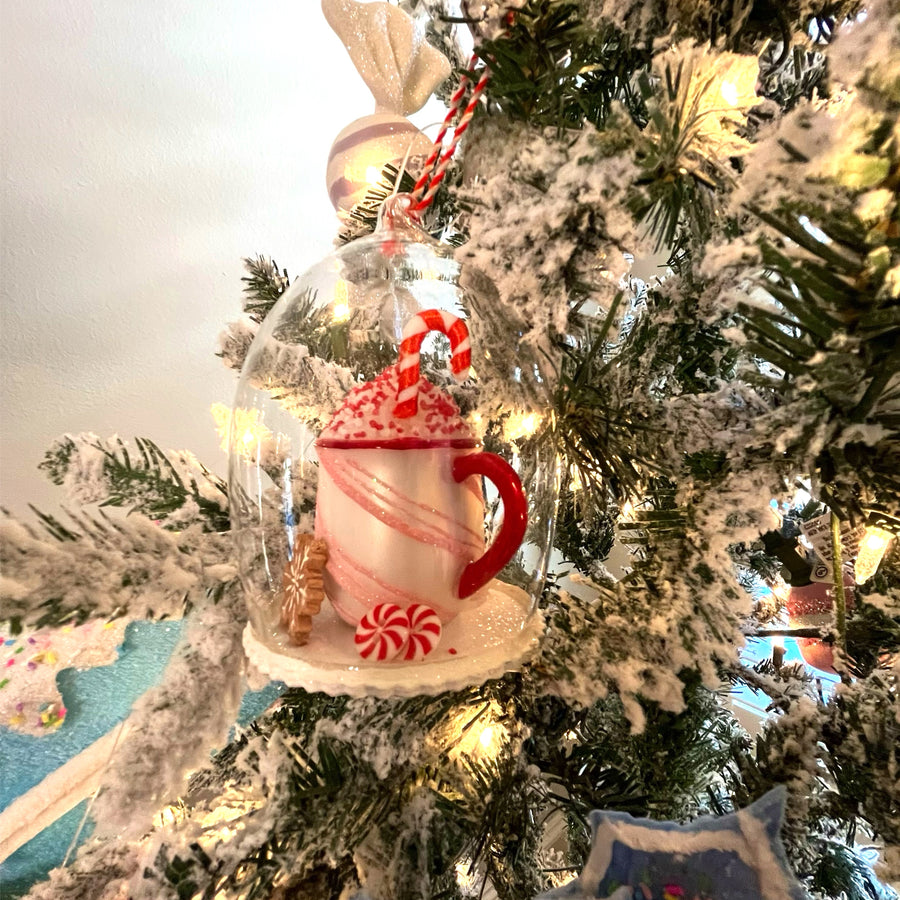 PEPPERMINT DRINK CLOCHE ORNAMENT