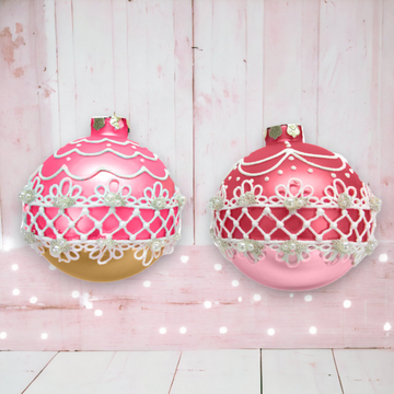 PINK PIPED GLASS ORNAMENTS
