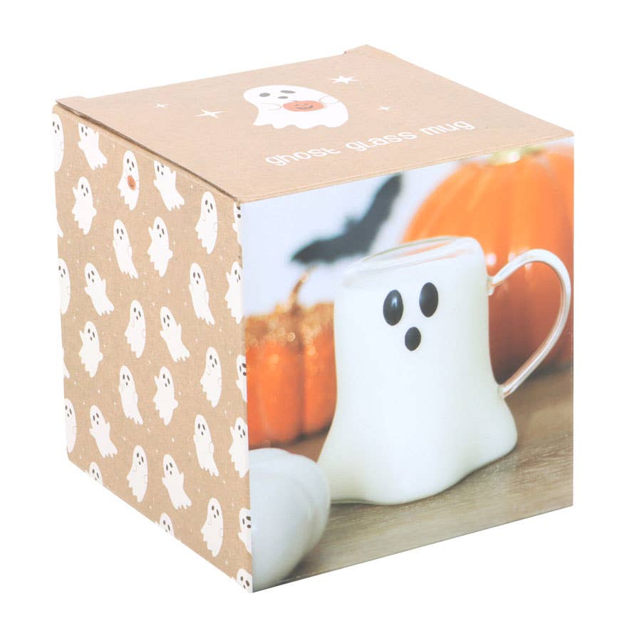 GHOST SHAPED GLASS HALLOWEEN MUG