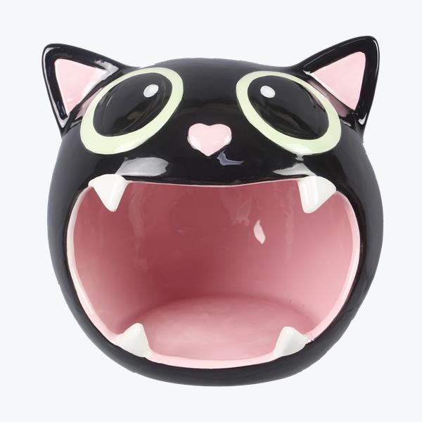 PINK CAT OPEN MOUTH TREAT BOWL