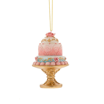 PINK CAKE ORNAMENT ON GOLD BASE