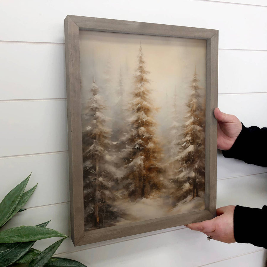 Tall Winter Pine Trees - Winter Canvas Art - Wood Framed Art