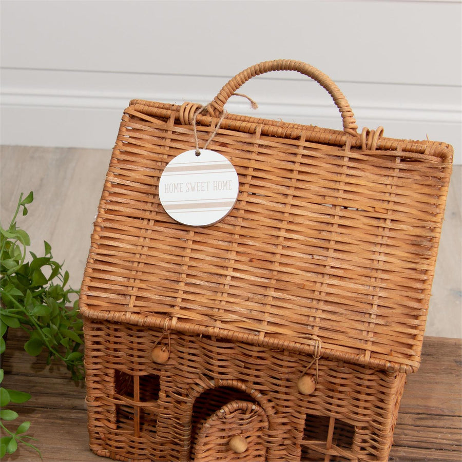 WOVEN HOUSE BASKET WITH HANDLE