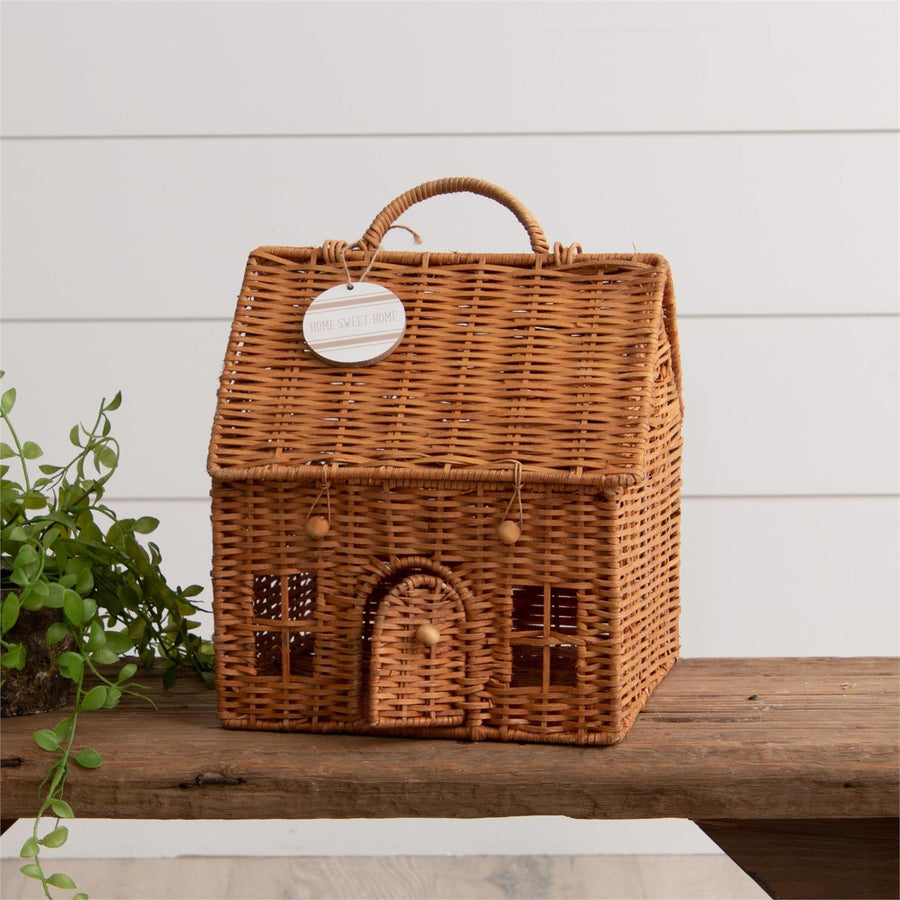 WOVEN HOUSE BASKET WITH HANDLE