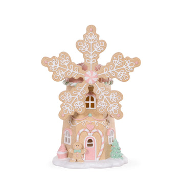 LED PASTEL PIPED GINGERBREAD WINDMILL