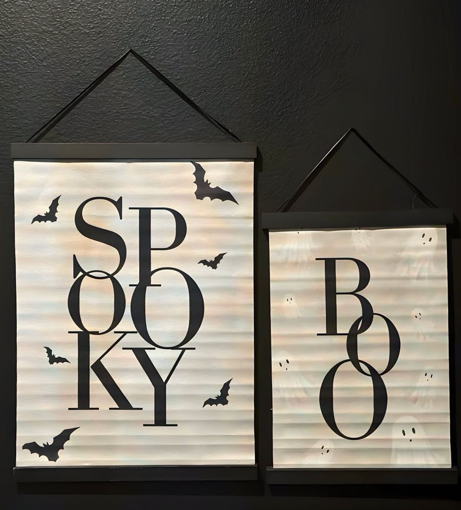 SPOOKY & BOO CANVAS WALL HANGING SET