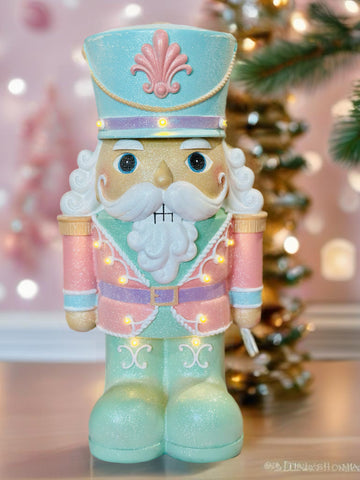 ILLUMINATED PINK AND MINT NUTCRACKER