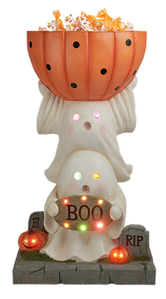 LED STACKED GHOST WITH CANDY BOWL