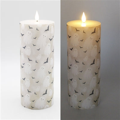 SPOOKY GHOST LED PILLAR CANDLE