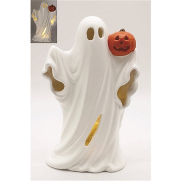 LIGHTED GHOST WITH PUMPKIN