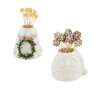 WHITE CHRISTMAS TOOTHPICK CADDY SET