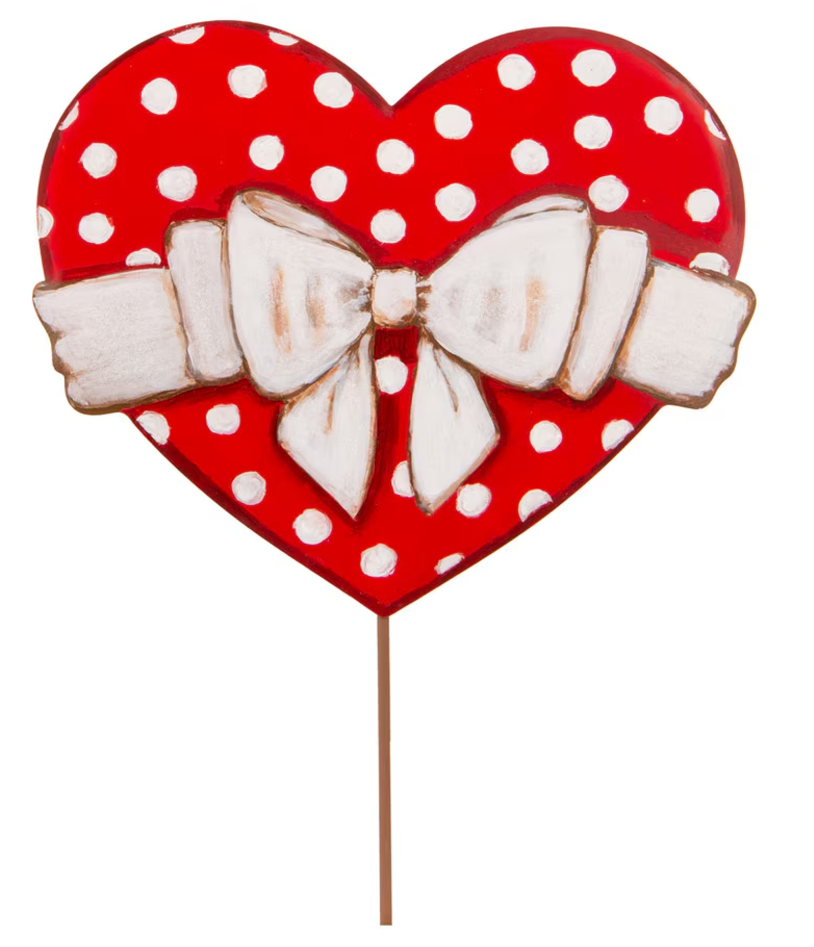 POLKA DOT RED HEART WITH BOW