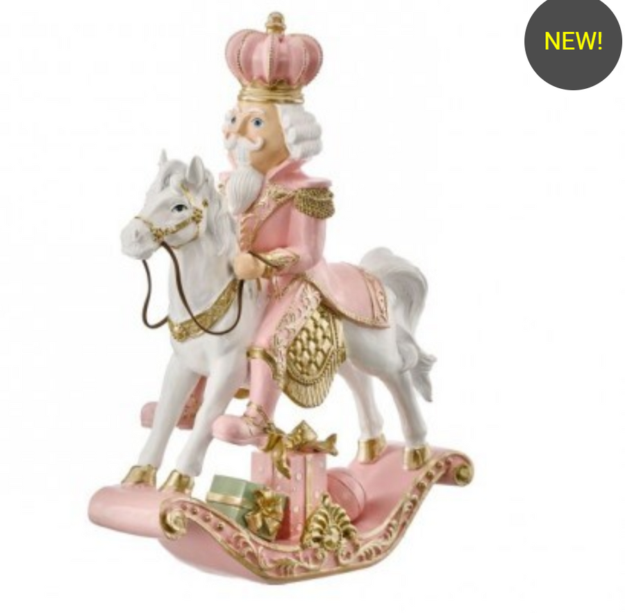 PINK ROCKING NUTCRACKER ON HORSE