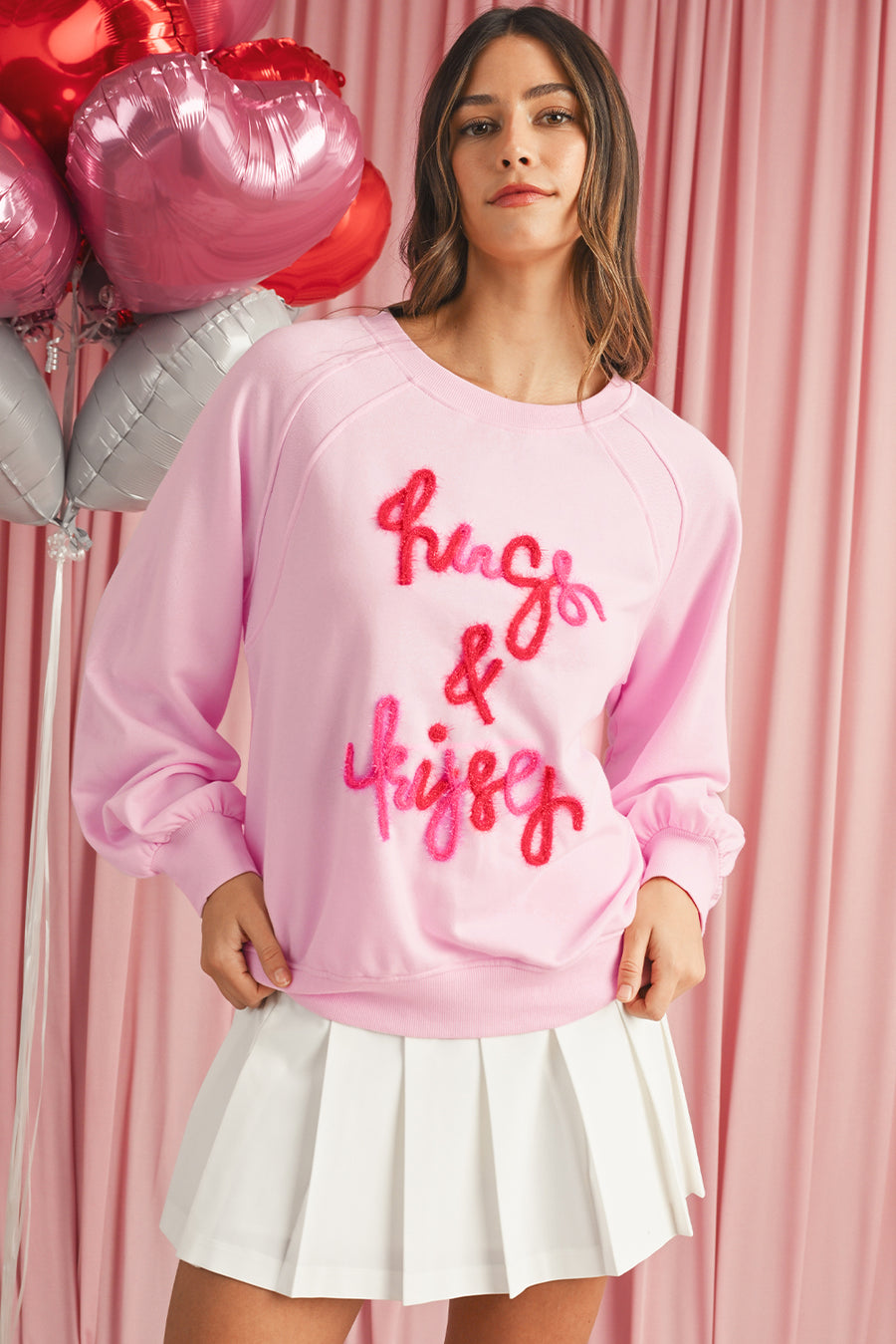 Pink Tinsel Hugs and Kisses Raglan Sleeve Sweatshirt