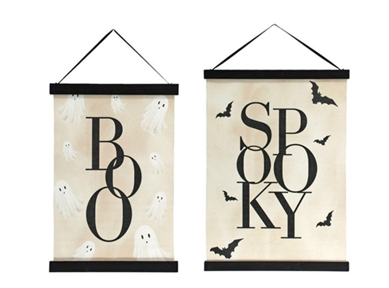 SPOOKY & BOO CANVAS WALL HANGING SET