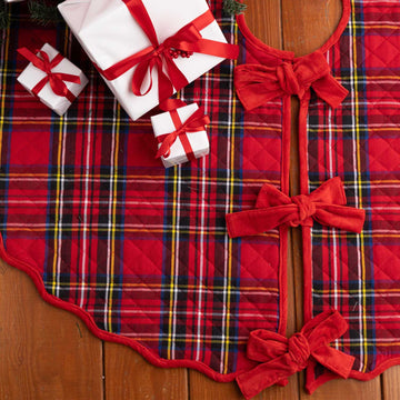 Red Plaid Quilted Tree Skirt