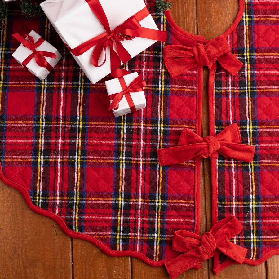 Red Plaid Quilted Tree Skirt