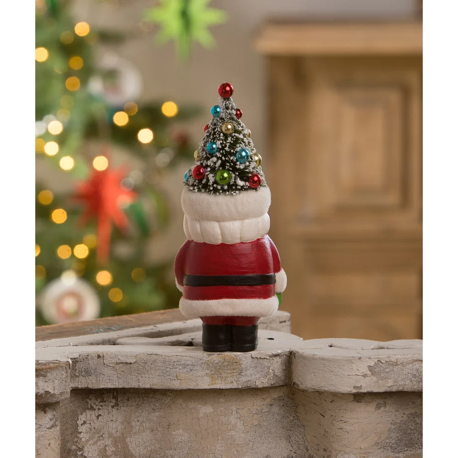 RETRO SANTA WITH CANDY CANE AND TREE HAT