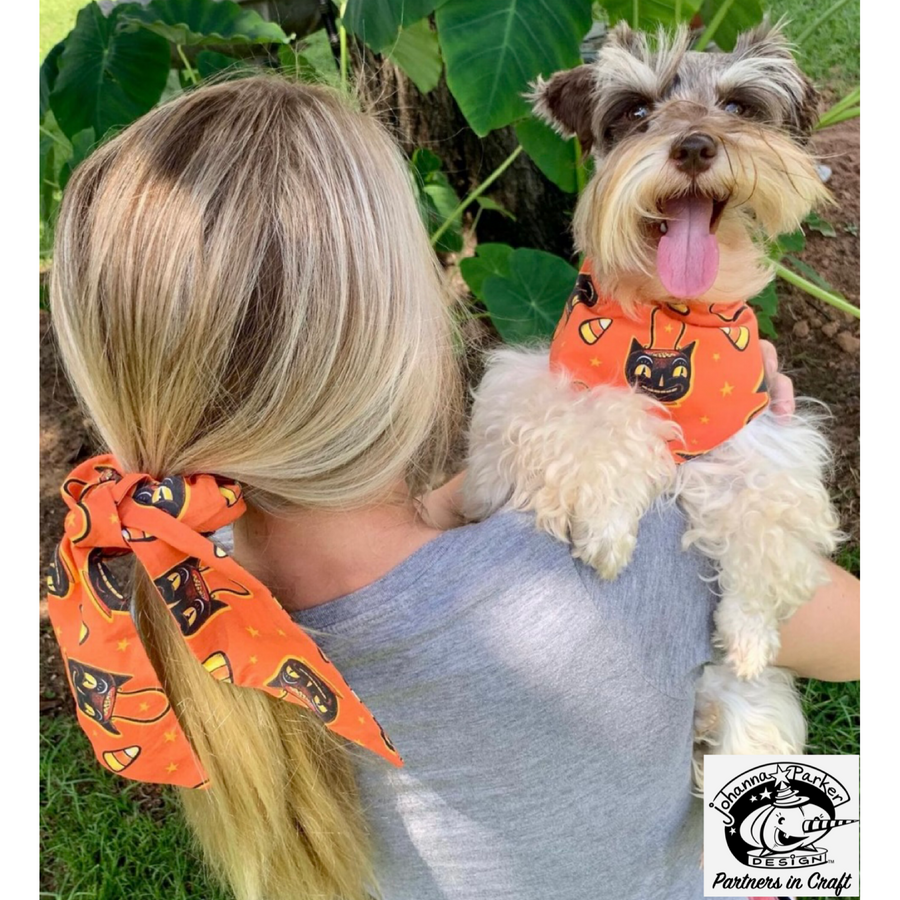 HALLOWEEN REVERSIBLE PET BANDANA & HAIR TIE SET