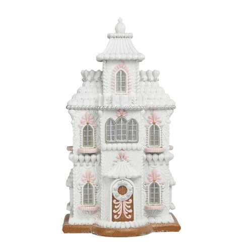 LED GINGERBREAD HOUSE WITH PINK DETAIL