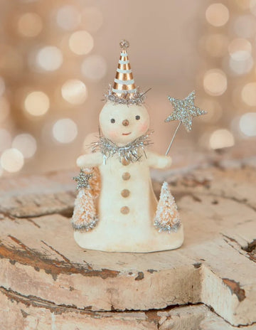 SHINE BRIGHT MINI SNOWMAN WITH STAR WAND