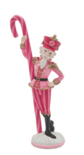 PINK NUTCRACKER WITH CANDY CANE