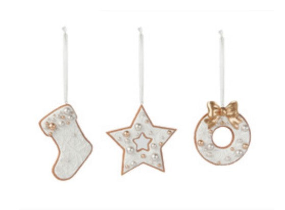 ASSORTED GINGERBREAD COOKIE CUTOUT ORNAMENT SET