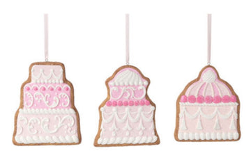 PINK CAKE AND COOKIE ORNAMENT SET