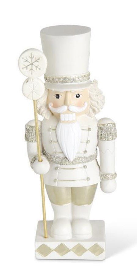 GLITTERED CREAM GOLD AND SILVER NUTCRACKER